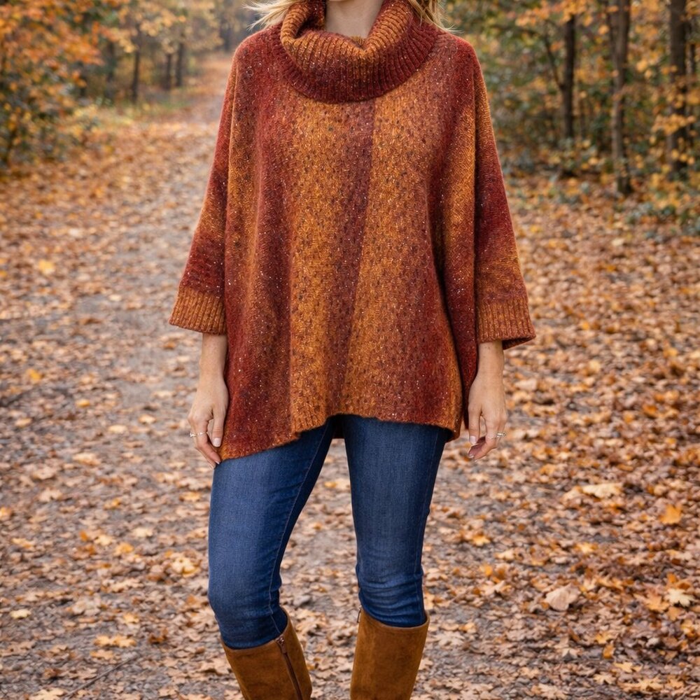 Knitizen Multicolor Poncho Sweater